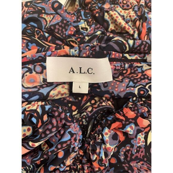 A.L.C. Nolan Dress Stretch Floral Ruched size Large - Picture 9 of 10